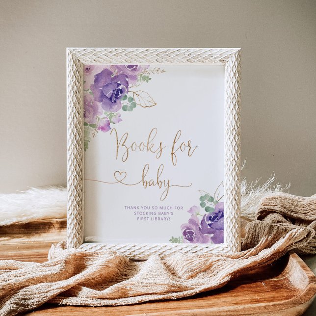 Lila Blumenfolien Bücher für Babyposter Poster (Von Creator hochgeladen)