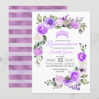 Lila Blumenfrühling Quinceanera Geburtstag Invitat Einladung