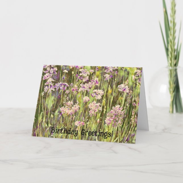 Lila Blumengarten Art Geburtstagskarte Karte (Vorderseite)
