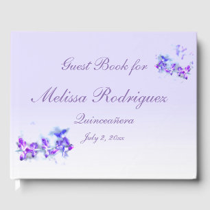 Lila Blumengarten Blume Quinceanera Gästebuch