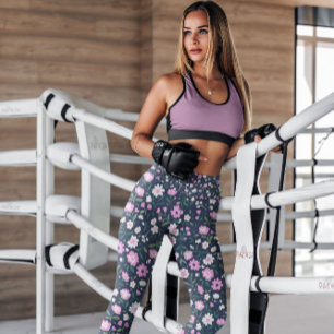 Lila Blumengarten Gemustert   LEGGINGS