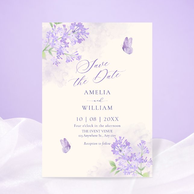 Lila Blumengarten Hochzeit Save The Date (Von Creator hochgeladen)