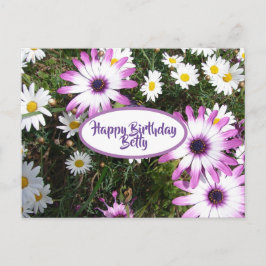 Lila Blumengarten "White Daisy Flower Garden" zum Postkarte