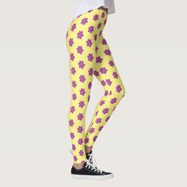 Lila Blumengelb Leggings (Rechts)