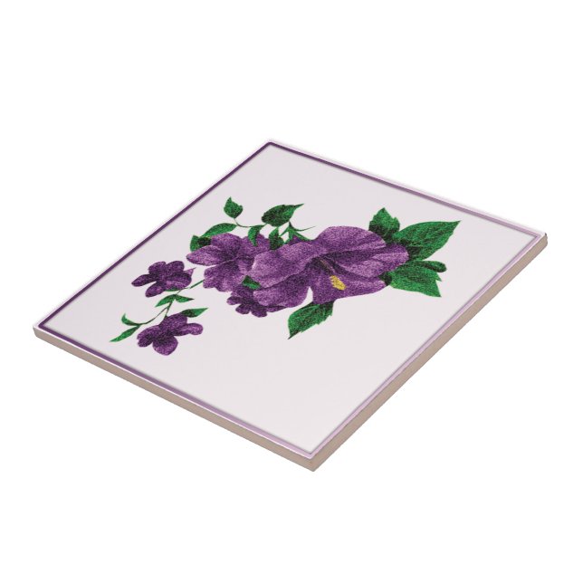 Lila, blumengeschliffene Tile Fliese (Seite)