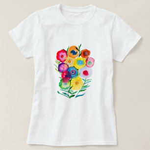 Lila, blumengeschmückte Blume T-Shirt