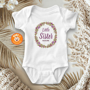 Lila Blumengirlande Kleine Schwester Name Baby Strampler