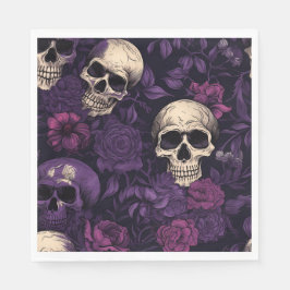 Lila Blumengoth Skull Halloween Serviette