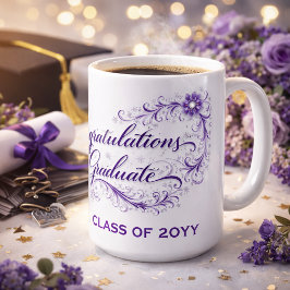 Lila Blumengraduierungsschrift mit individuellem J Kaffeetasse