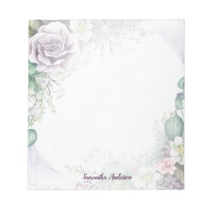 Lila Blumengrün Foliage Wasserfarbe Elegant Notizblock