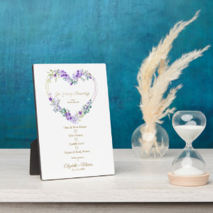 Lila Blumenherz bei einer Hochzeit in Erinnerung Fotoplatte
