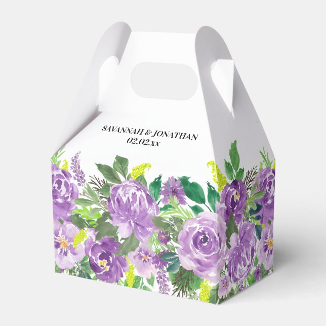 Lila Blumenhochzeit Geschenkschachtel (Vorderseite)