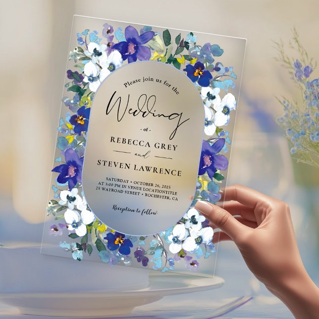 Lila Blumenhochzeit im Frühling Acryleinladungen (Von Creator hochgeladen)
