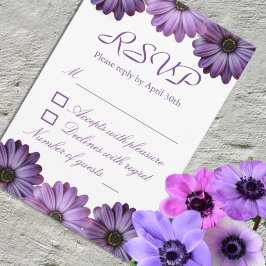 Lila Blumenhochzeit RSVP Karte