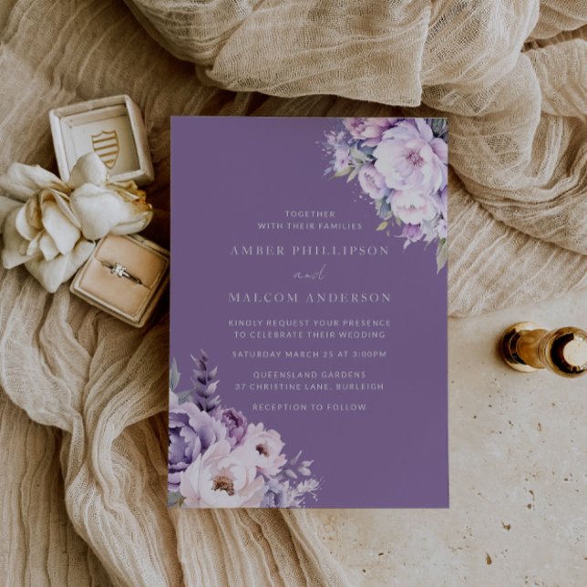 Lila Blumenhochzeit vom verzauberten Lavendel Einladung (Von Creator hochgeladen)