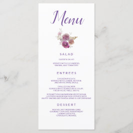 Lila Blumenhochzeitungs-Catering Menükarte