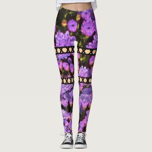 Lila Blumenillusion Cutout Leggings