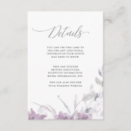 Lila Blumenkalligrafie - Details zu Hochzeiten Begleitkarte