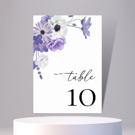Lila Blumenkarte Botanische Hochzeitskarte 10 Tischnummer