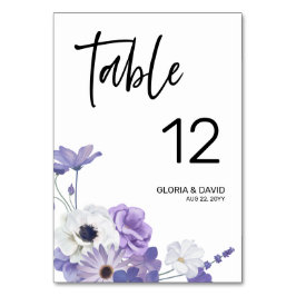 Lila Blumenkarte Tischnummer