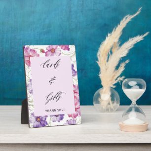 Lila Blumenkarten und Geschenke Hochzeit Fotoplatte