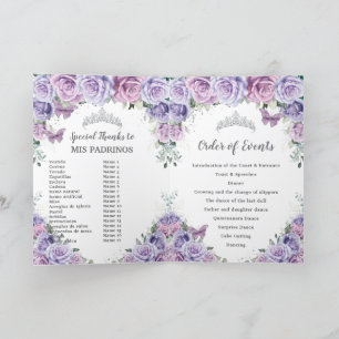 Lila Blumenkatalog Quinceñera Orden der Veranstalt Programm
