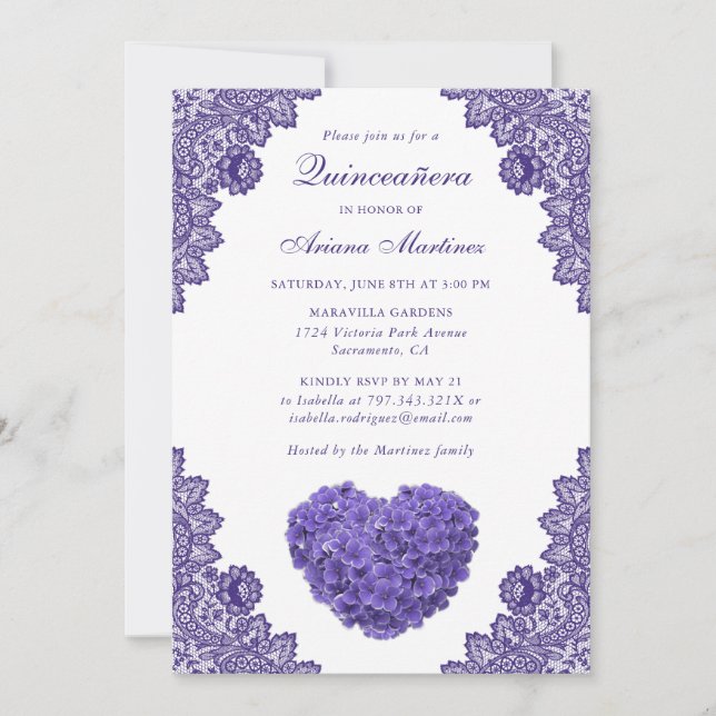 Lila Blumenkatze 15. Geburtstag Einladung (Vorderseite)