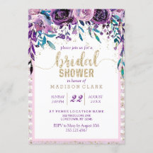 Lila Blumenkohl Bridal Dusche Einladung
