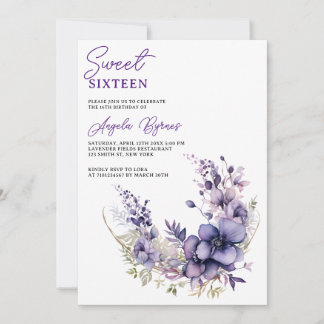 Lila Blumenkranz Einladung