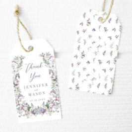 Lila Blumenkranz Hochzeit danke Geschenkanhänger