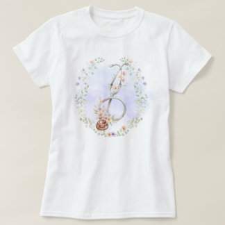 Lila Blumenkranz-Stethoskop T-Shirt