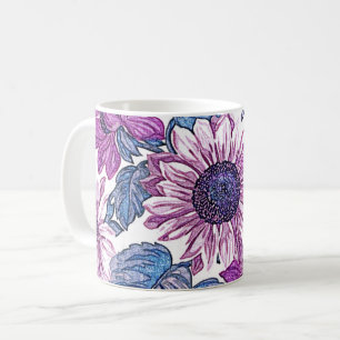 Lila Blumenkunst Kaffeetasse