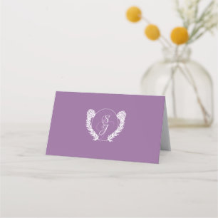 Lila Blumenmonogramm Lavendel Elegant Hochzeit Platzkarte