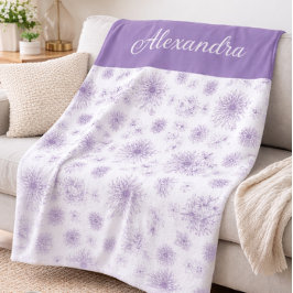 Lila Blumenmuster Benutzerdefinierter Name Fleecedecke