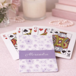 Lila Blumenmuster Benutzerdefinierter Name Spielkarten