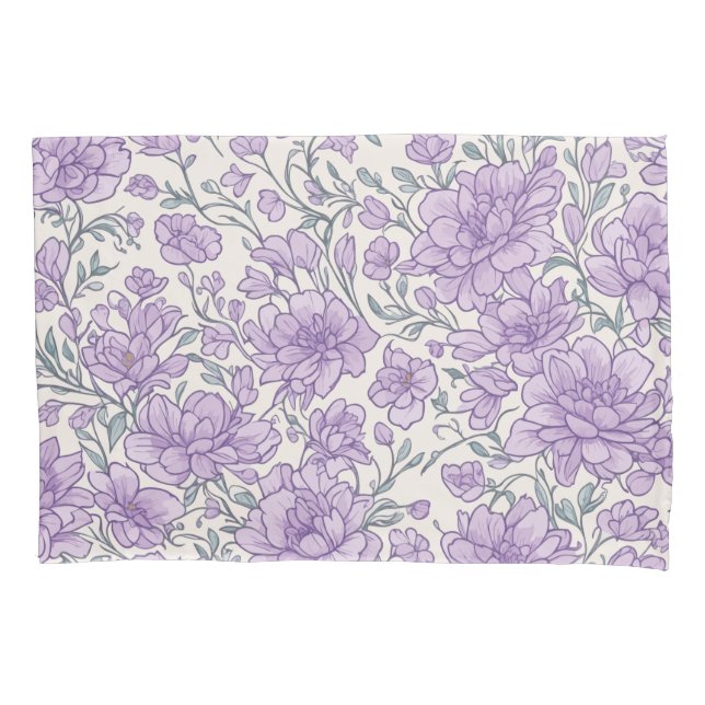 Lila Blumenmuster Botanische Blume Kissenbezug (Vorderseite)