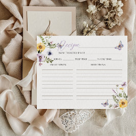 Lila Blumenmuster-Brautparty-Rezept-Karte