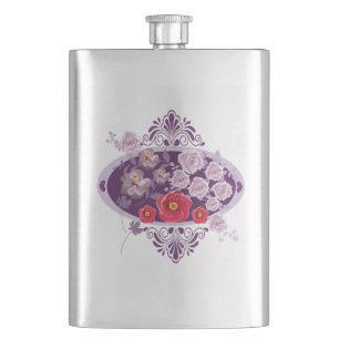 lila Blumenmuster Flachmann
