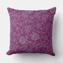 Lila Blumenmuster Grafik Kissen