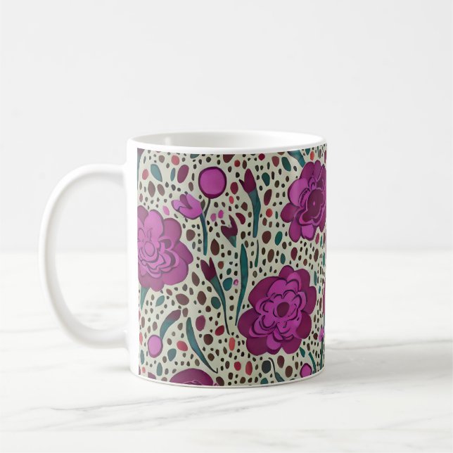 Lila Blumenmuster Kaffeetasse (Links)