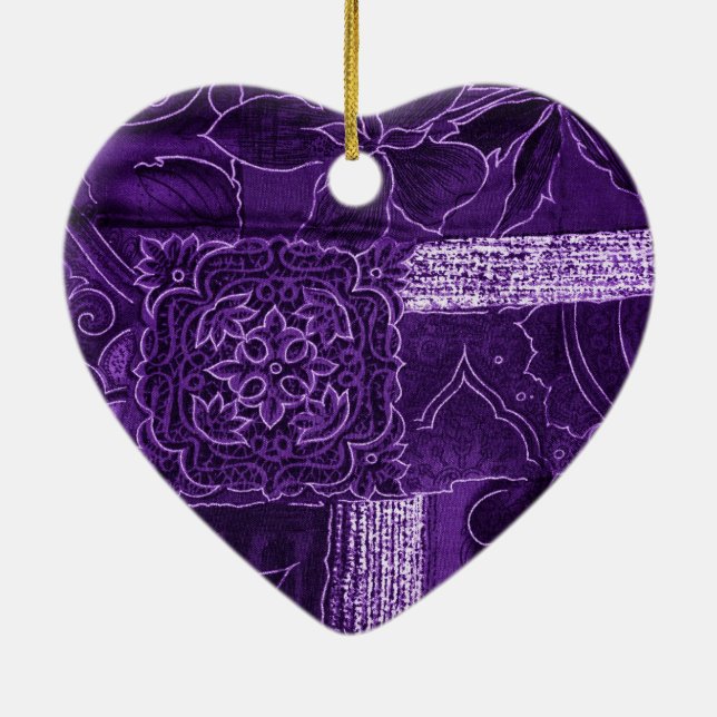 Lila Blumenmuster Keramikornament (Hinten)