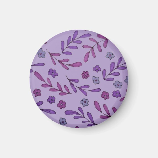 Lila Blumenmuster Magnet (Vorne)