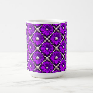 Lila Blumenmuster mit Perlen Kaffeetasse