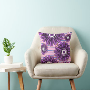 Lila Blumenmuster Modernes abstraktes Blumendesign Kissen