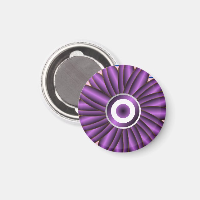 Lila Blumenmuster modernes abstraktes Blumendesign Magnet (Vorderseite/Rückseite)