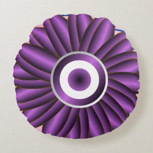 Lila Blumenmuster modernes abstraktes Blumendesign Rundes Kissen