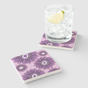 Lila Blumenmuster Modernes abstraktes Blumendesign Steinuntersetzer