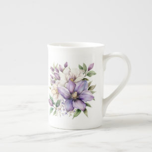 Lila Blumenmuster Prozellantasse