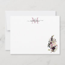 Lila Blumenmuster Rose Bouquet Monogramm