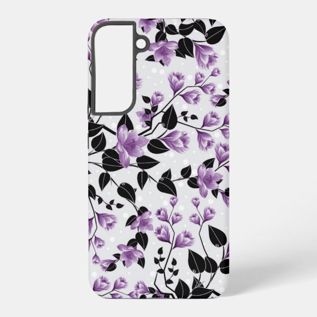 Lila Blumenmuster Samsung Galaxy Hülle (Rückseite)